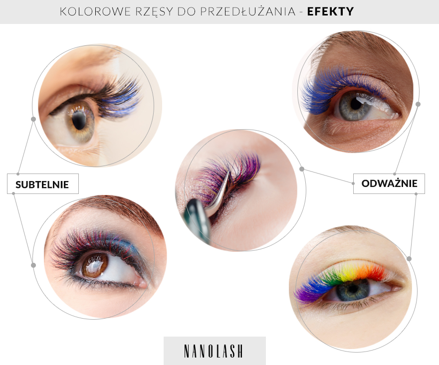 kolorowe rzęsy do przedłużania efekty